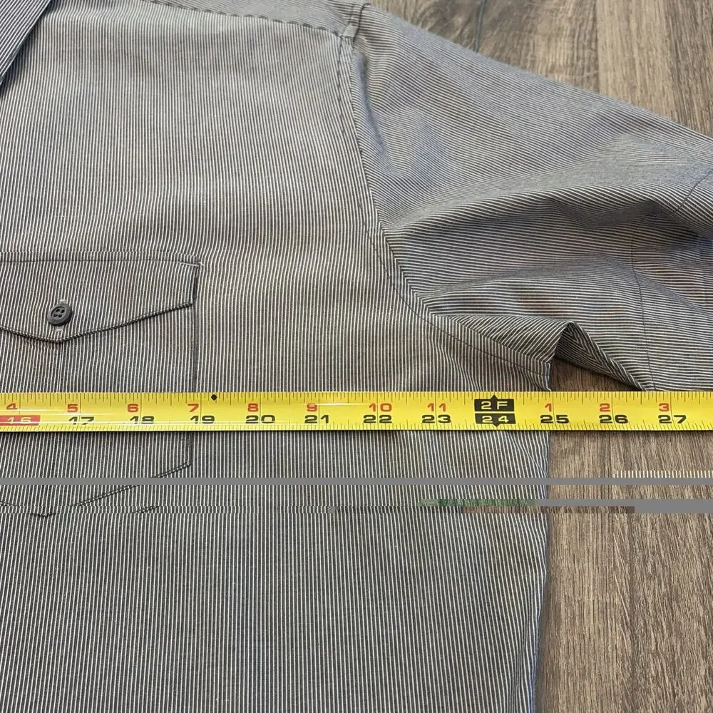 Banana Republic Men's Short Sleeve Dress Shirt XL 17-17.5 Grey Black Microstripe